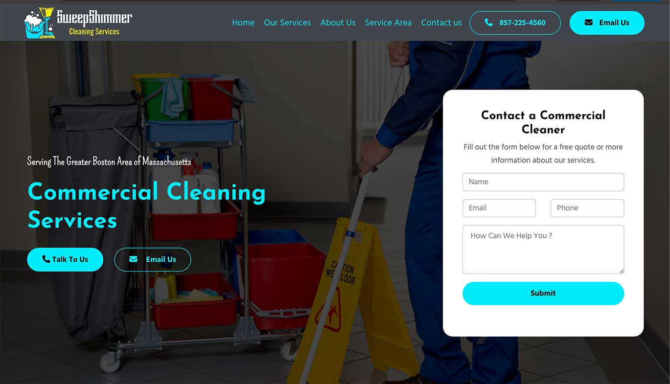 Cleaning service website design Boston, MA